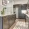 a kitchen with black appliances